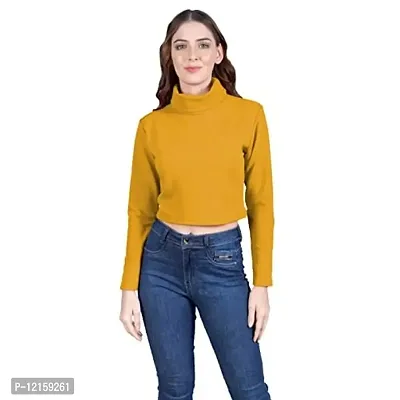 THE BLAZZE 1348 Women's High Turtle Neck Full Sleeve T-Shirt Top Crop Top for Women (Medium, Color_07)