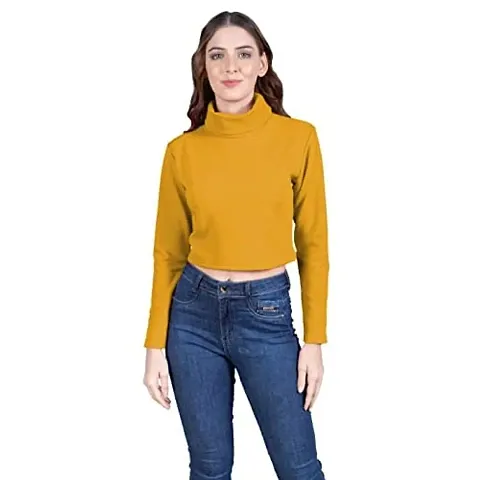 THE BLAZZE 1348 Women's High Turtle Neck Full Sleeve T-Shirt Top Crop Top for Women (Medium, Color_07)