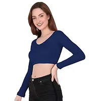 THE BLAZZE 1109 Women's V Neck Crop Top (X-Large, Royal Blue)-thumb3