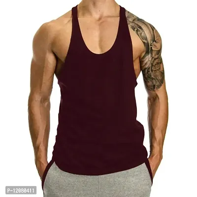 THE BLAZZE 0001 Men's Bodybuilding Gym Solid Color Tank Top Stringers (Large(38?-40""), G - Maroon)