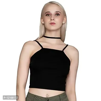 AD2CART A1687 Women's Basic Solid Square Belt Neck Stylish Crop Top for Women (XS, Color_01)