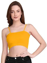 THE BLAZZE 1290 Women's Sleeveless Crop Tops Sexy Strappy Tees (X-Large, Yellow)-thumb4