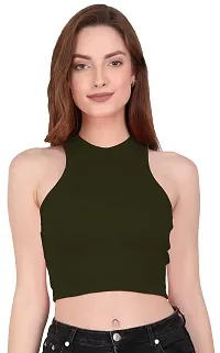 THE BLAZZE 1025 Women's Summer Basic Sexy Strappy Sleeveless Racerback Camisole Crop Top Top-thumb3