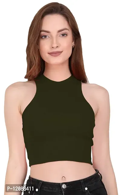 THE BLAZZE 1025 Women's Summer Basic Sexy Strappy Sleeveless Racerback Camisole Crop Top Top-thumb4