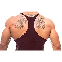 THE BLAZZE Men's Bodybuilding Gym Solid Color Tank Top Stringers (Medium, Maroon)-thumb1