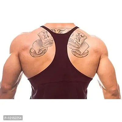 THE BLAZZE Men's Bodybuilding Gym Solid Color Tank Top Stringers (Medium, Maroon)-thumb2