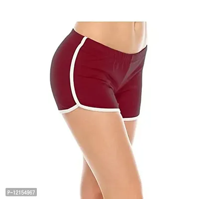 THE BLAZZE 1010 Cute Nightwear Sexy Shorts for Women (Maroon, S)