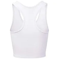 THE BLAZZE Women's Cotton Racerback Basic Crop Tank Tops (Large, White White)-thumb3