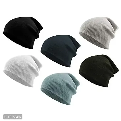 THE BLAZZE 2015 Winter Beanie Cap for Men and Women Pack Of 6 (Pack Of 6, Black,Navy,Darkgrey,White,Blue,Grey)