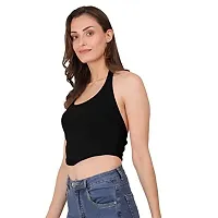 AD2CART A1589 Women's Casual Stretchy Halter Neck Sleeveless Crop Top (M, Color_01)-thumb2