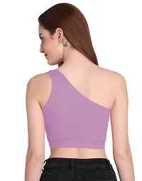 THE BLAZZE Womens Sleeveless Crop Tops Sexy Strappy Tees (Large, Lilac)-thumb2