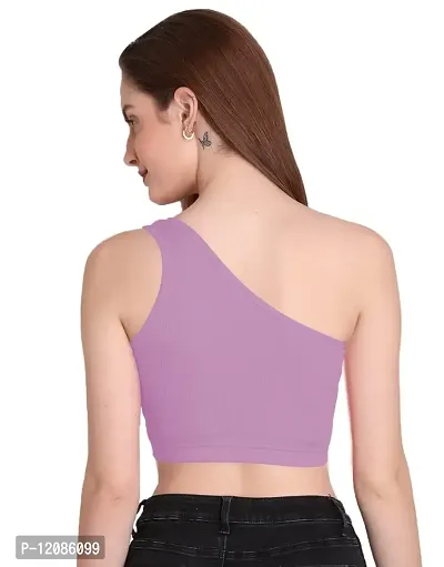 THE BLAZZE Womens Sleeveless Crop Tops Sexy Strappy Tees (Large, Lilac)-thumb3