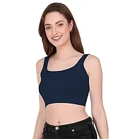 THE BLAZZE 1044 Women's Summer Basic Sexy Strappy Sleeveless Crop Tops (Small, Navy)-thumb2