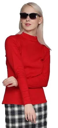 AD2CART A1035 Women's Basic Solid High Neck Full Sleeves Stretchable Ribbed Stylish Women Top-thumb2