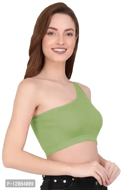 THE BLAZZE Women's Sleeveless Crop Tops Sexy Strappy Tees (L, Light Green)-thumb1