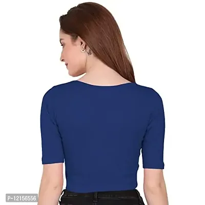 THE BLAZZE 1055 Women's Full Sleeve Crop Tops Sexy Strappy Tees (Small, Royal Blue)-thumb2