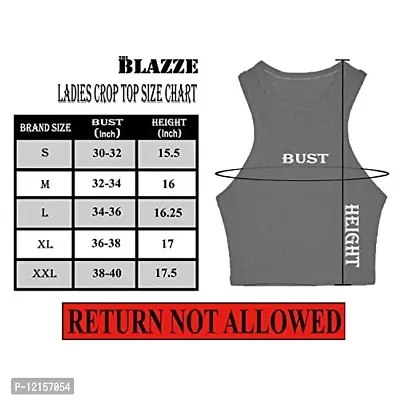 THE BLAZZE 1025 Women's Basic Sexy Solid Slim Fit Sleeveless Crop Top T-Shirt for Women (X-Large, Black)-thumb5