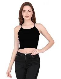 THE BLAZZE 1002 Women's Summer Basic Sexy Strappy Sleeveless Racerback Camisole Crop Top Tops (XX-Large(38?-40""), Black)-thumb1