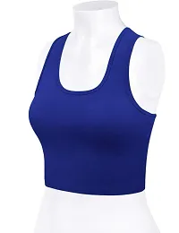 THE BLAZZE Women's Sleeveless Crop Tops Sexy Strappy Tees (Large, Royal Blue)-thumb3