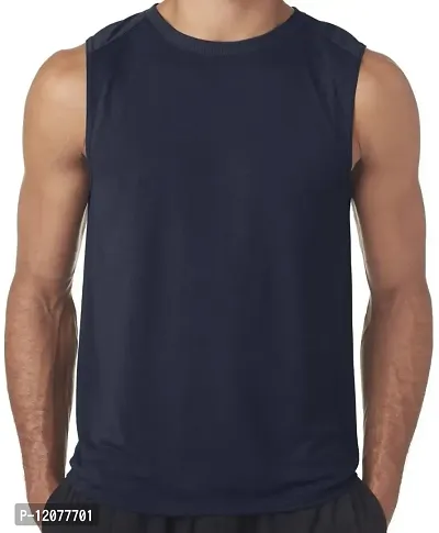 THE BLAZZE Mens Moisture Wicking Muscle Tank Top Shirt (Small, Navy)