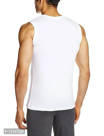 THE BLAZZE Men's Cotton Stretch Muscle Tee Pack of 2 (S - 36inch) White-thumb2