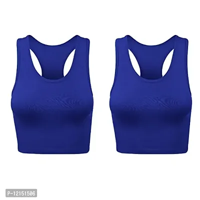 THE BLAZZE Women's Cotton Racerback Basic Crop Tank Tops (XX-Large, Royal Blue Royal Blue)-thumb0