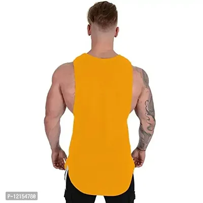 THE BLAZZE 0023 Men's Tank Tops Muscle Gym Bodybuilding Vest Fitness Workout Train Stringers (Large(38rdquo;-40), B - Yellow)-thumb2