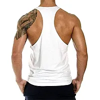 THE BLAZZE Men's Beast Tank Tops Muscle Gym Bodybuilding Vest Fitness Workout Train Stringers (XL, White)-thumb2