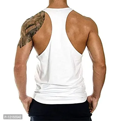 THE BLAZZE Men's Beast Tank Tops Muscle Gym Bodybuilding Vest Fitness Workout Train Stringers (XL, White)-thumb3