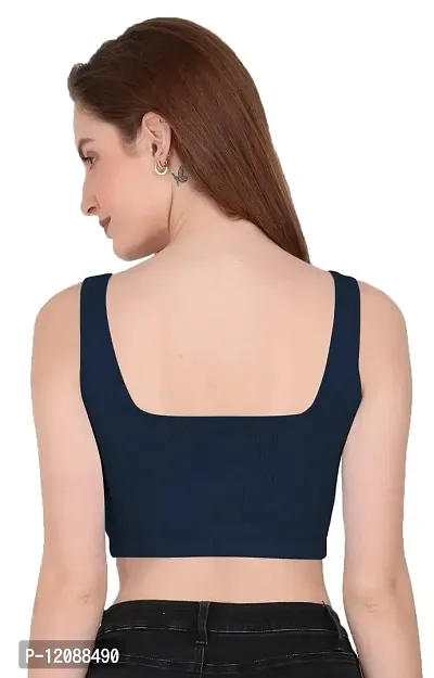 THE BLAZZE 1044 Women's Summer Basic Sexy Strappy Sleeveless Crop Tops (X-Large, Navy)-thumb3