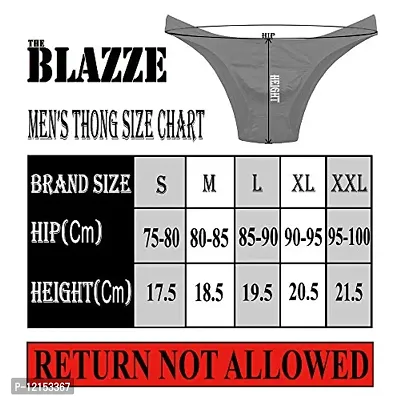 THE BLAZZE Men's Soft Low Rise G-String Underwear Sexy Mid Coverage Back Briefs (X-Large-(38""/95cm), Black)-thumb4