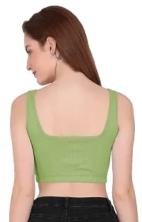 THE BLAZZE 1044 Women's Summer Basic Sexy Strappy Sleeveleess Crop Top (Large, Light Green)-thumb2