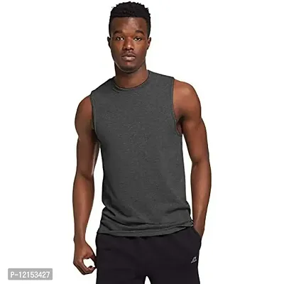 THE BLAZZE Men's Sleeveless T-Shirt Tank Top Gym Tank Stringer Vest for Men (XX-Large(44?/110cm - Chest), Dark Grey)-thumb0