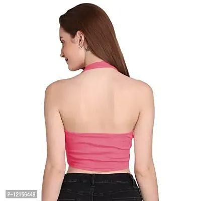 THE BLAZZE 1294 Women's Sleeveless Crop Tops Sexy Strappy Tees (XX-Large, Light Pink)-thumb3