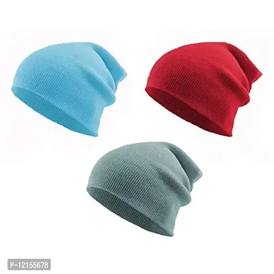 THE BLAZZE 2015 Unisex Winter Cap (3, Maroon,Navy,White)-thumb0