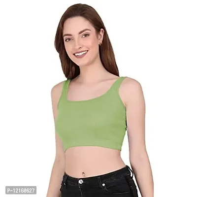 THE BLAZZE 1044 Crop Tops for Women (Small, Light Green)-thumb3