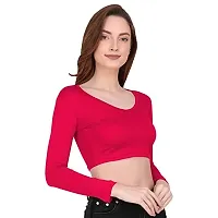 THE BLAZZE 1109 Sexy Women's Full Sleeve Tank Crop Tops Bustier Bra Vest Shorts Crop Top Bralette Blouse Top for Women (X-Large, Dark Pink)-thumb2