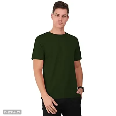 THE BLAZZE 0017 Men's Round Neck Half Sleeve Cotton T-Shirt for Men (X-Large(40?-42""), E - Green)-thumb0