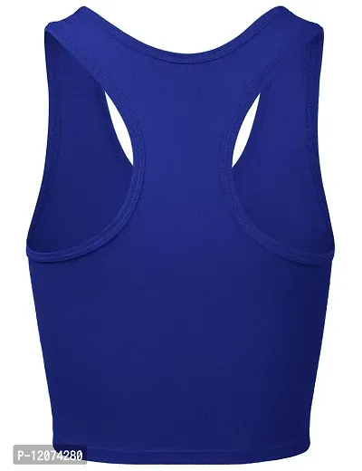 THE BLAZZE Women's Cotton Racerback Basic Crop Tank Tops (Small, Royal Blue)-thumb3