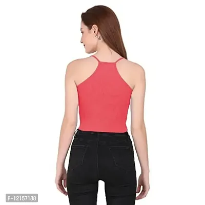 THE BLAZZE 1002 Women's Sleeveless Crop Tops Sexy Strappy Tees (XX-Large(38?-40""), T - Dark Rose)-thumb0