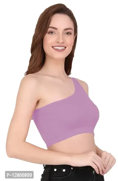 THE BLAZZE Womens Sleeveless Crop Tops Sexy Strappy Tees (Large, Lilac)