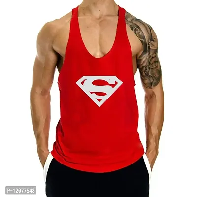 THE BLAZZE Men's S Logo Gym Stringer Tank Top Bodybuilding Athletic Workout Muscle Fitness Vest (Medium(38?/95cm - Chest), Red)