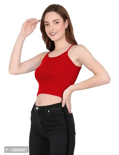 THE BLAZZE 1002 Women's Sleeveless Crop Tops Sexy Strappy Tees (X-Large(36?-38""), E - Red)-thumb5