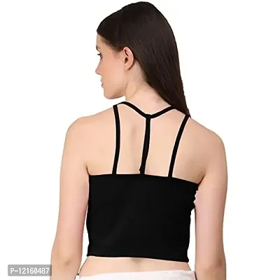 AD2CART A1682 Women's Basic Solid V Neck Crop Top for Women Stylish Western(2XL,Black)