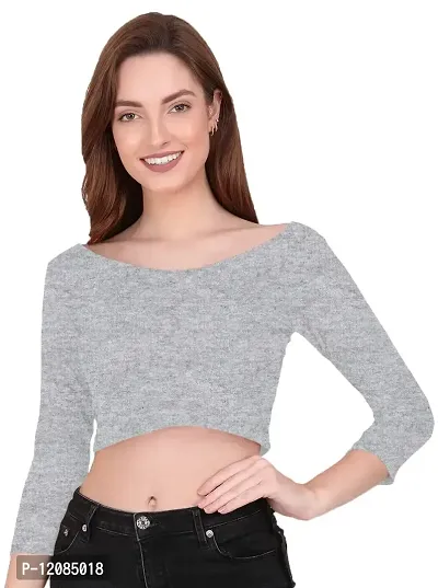 THE BLAZZE 1304 Sexy Women's Cotton Scoop Neck Full Sleeve Tank Crop Tops Bustier Bra Vest Crop Top Bralette Readymade Saree Blouse for Women's