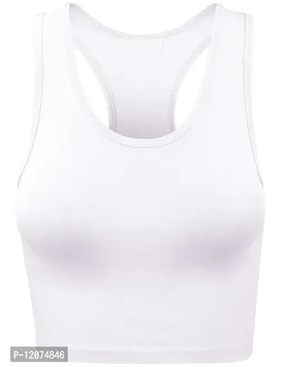 THE BLAZZE Women's Cotton Racerback Basic Crop Tank Tops (XX-Large, Royal Blue White)-thumb3