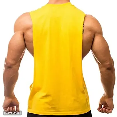 THE BLAZZE Men's Gym Tank Gym Stringer Gym Tank Stringer Bodybuilding Tank Tops Gym Vest Muscle Tee for Men (Small(36rdquo;/90cm - Chest), Yellow)-thumb2