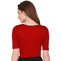 THE BLAZZE 1055 Women's Full Sleeve Crop Tops Sexy Strappy Tees (Medium, Red)-thumb1