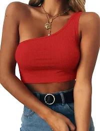 THE BLAZZE Women's Sleeveless Crop Tops Sexy Strappy Tees (XXL, Red+Wine Red)-thumb2