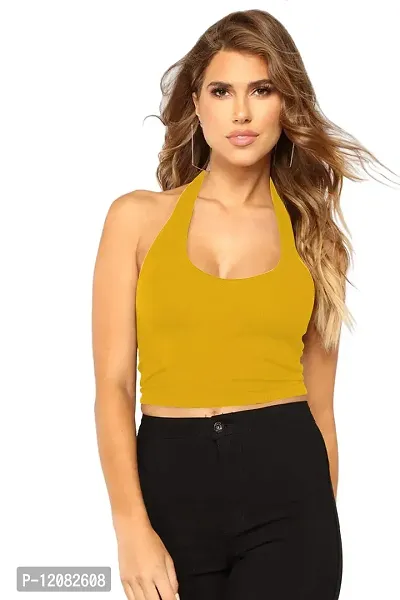 THE BLAZZE 1294 Sexy Women's Tank Crop Tops Bustier Bra Vest Crop Top Bralette Blouse Top for Womens (Medium, Yellow)-thumb3